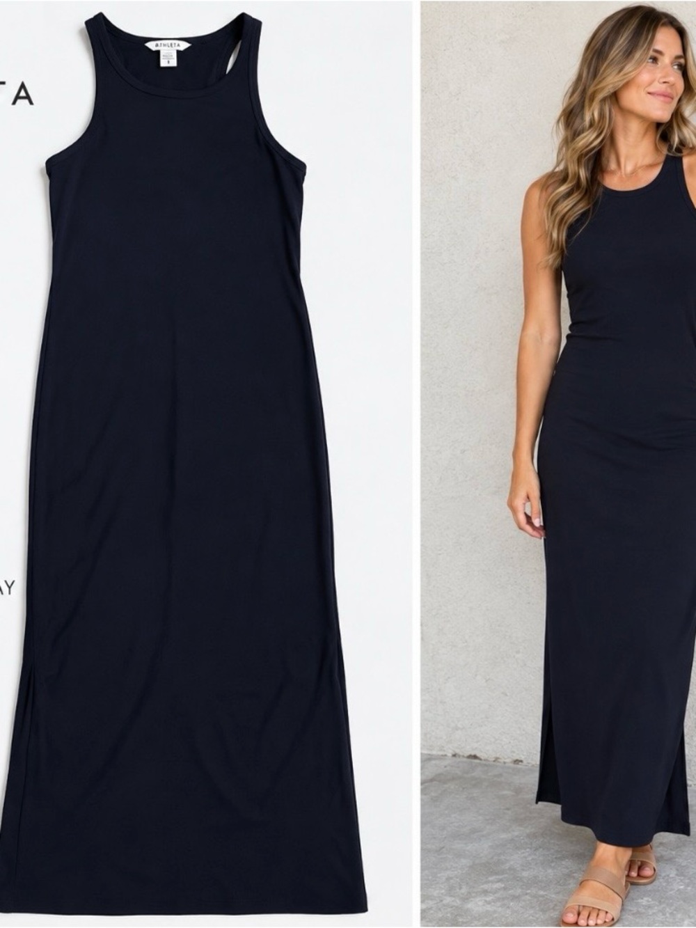 Athleta Navy Sleeveless Maxi Tank Dress